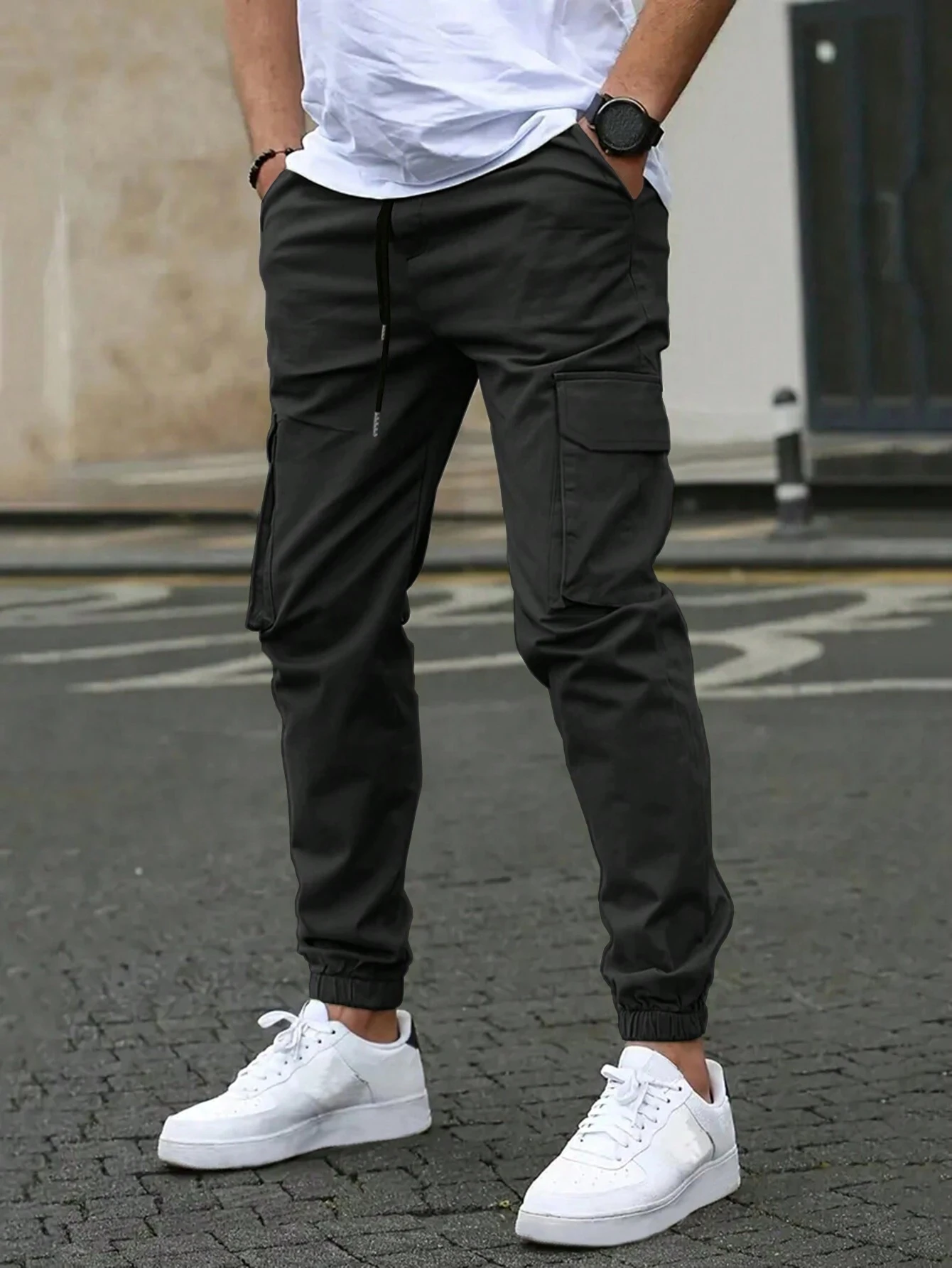 Men's Casual Cargo Pants Sweatpants Outdoor Bunched Long Trousers Autumn Multi-Pocket Durable Workwear Joggers Streetwear image 5