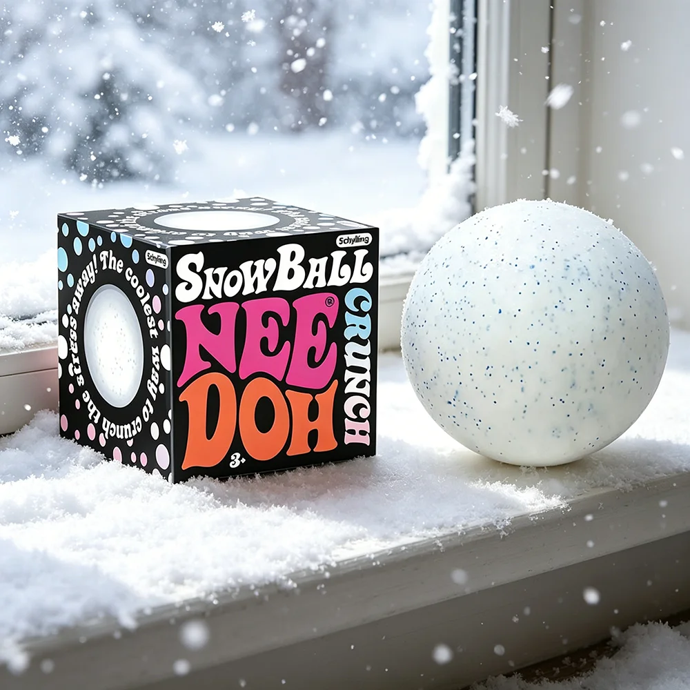 2026 hot Schylling Snow Ball Crunch NeeDoh Squishy Fidget Toy, White Crunchy Stress Relief Sensory Squeeze Toy