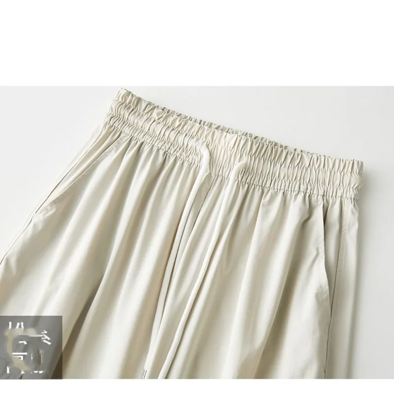 Pantalones deportivos de pierna ancha para mujer, ropa de trabajo de cintura alta con bolsillos, cordón elástico, informal, para oficina, primavera