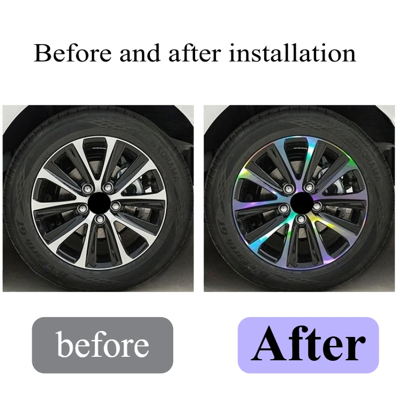 For Toyota Levin: Reflective Holographic Wheel Sticker - 4-Piece Set 3M Adhesive High Visibility​ Body Trim Accessories