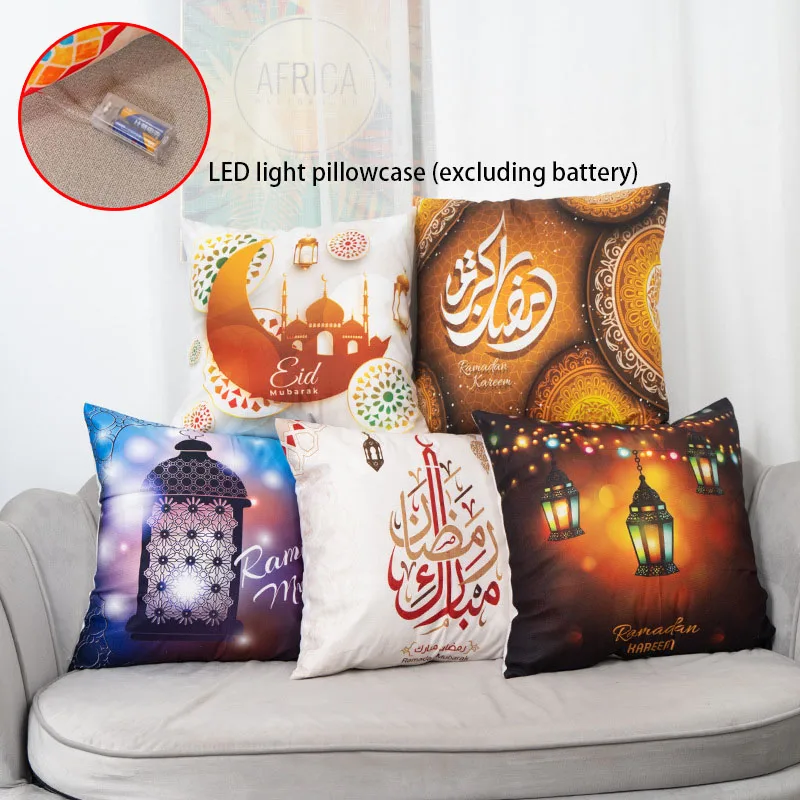 

45*45CM Eid Mubarak Print Pillowcases Arab Islamic Muslim Ramadan Kareem Pillow Case Living Room Home Sofa Decor Cushion Cover