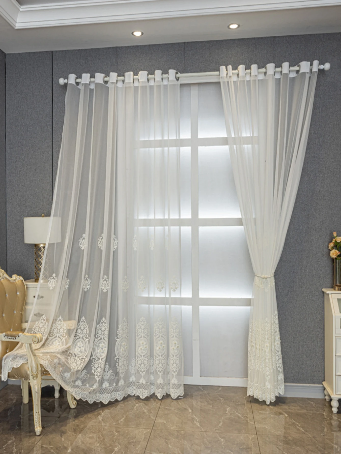 1pc European style curtains, petal shaped embroidered curtains, bedroom, living room, dining room, kitchen decoration,
