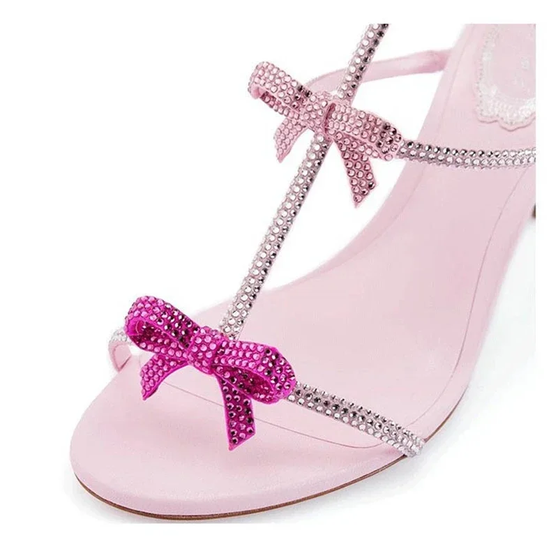 Aneikeh Elegant Silk Rhinestone Decoration High Heel Sandals Open Toe Thin Heel Women Shoes Summer Zapatos Mujer view 3