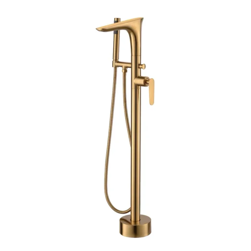 

Floor-to-ceiling bathtub side faucet single handle double control bathtub hot and cold water all-copper faucet set