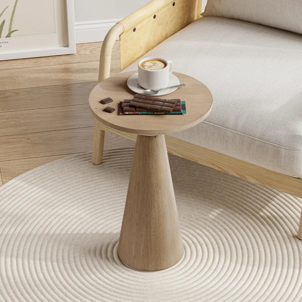

Small Pedestal End Table Round Farmhouse Martini Table Wood Plant Stand Rustic Drink Table for Small Space Living Room