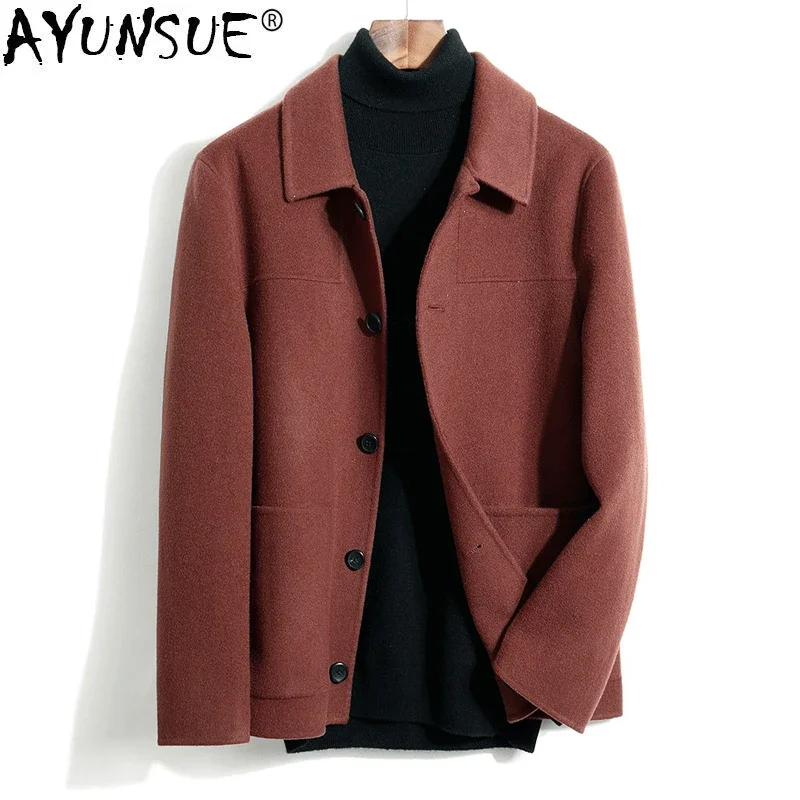 

AYUNSUE 2020 Cashmere Wool Coat Men Casual Autumn Winter Jacket for Men Clothes Black Overcoat Korean Abrigo Hombre A824 KJ4297