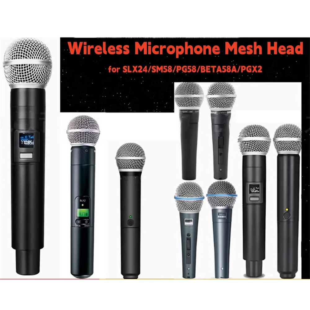 

Microphone Mesh Head for SLX24/SM58/PG58/BETA58A/PGX2 Wireless Microphones Silver Mesh Tip Accessories