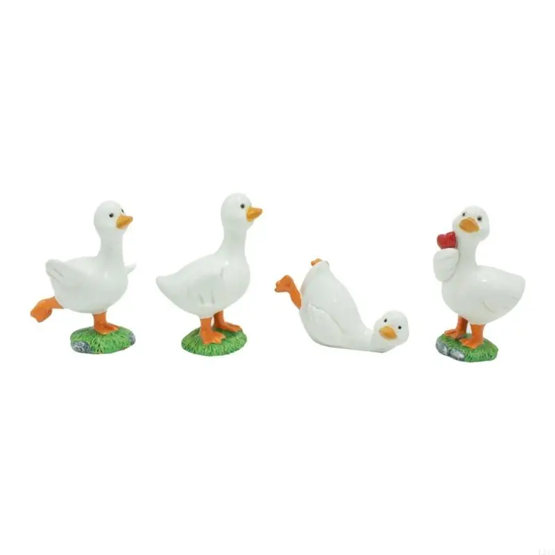 2025 NUEVO 4pcs Modelos resinas pato adornos para amantes los animales Home and Party Decorations