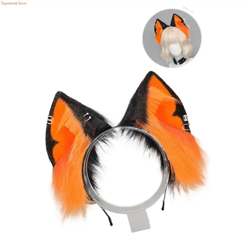 Q5WE Lông Sói Băng Đô Quấn Tóc Chống Trượt Có Thể Uốn Cong Cosplay Subcultural Fursuit Hairhoop
