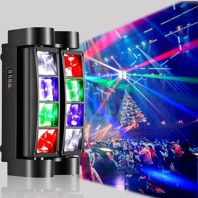 

НОВИНКА: Миниатюрный светодиодный прожектор Spider Beam 8x3W RGBW с подвижной головкой, DMX 512, идеально подходит для диджеев, ночных клубов и вечеринок.