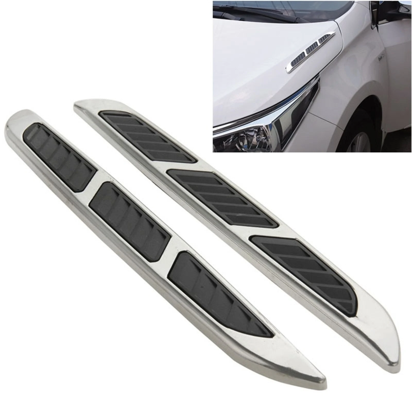 2 PCS Bonnet Air Flow Vent Fender Sticker for Car Decoration Weather Proof Auto Stickers, Size: 36.5cm x 3.5cm x 1cm