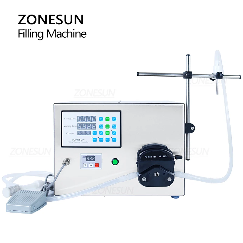 ZONESUN ZS-YT80 Liquid Filling Machine Peristaltic Pump Bottle Water Juice Beverage Portable Table Packaging Production Line