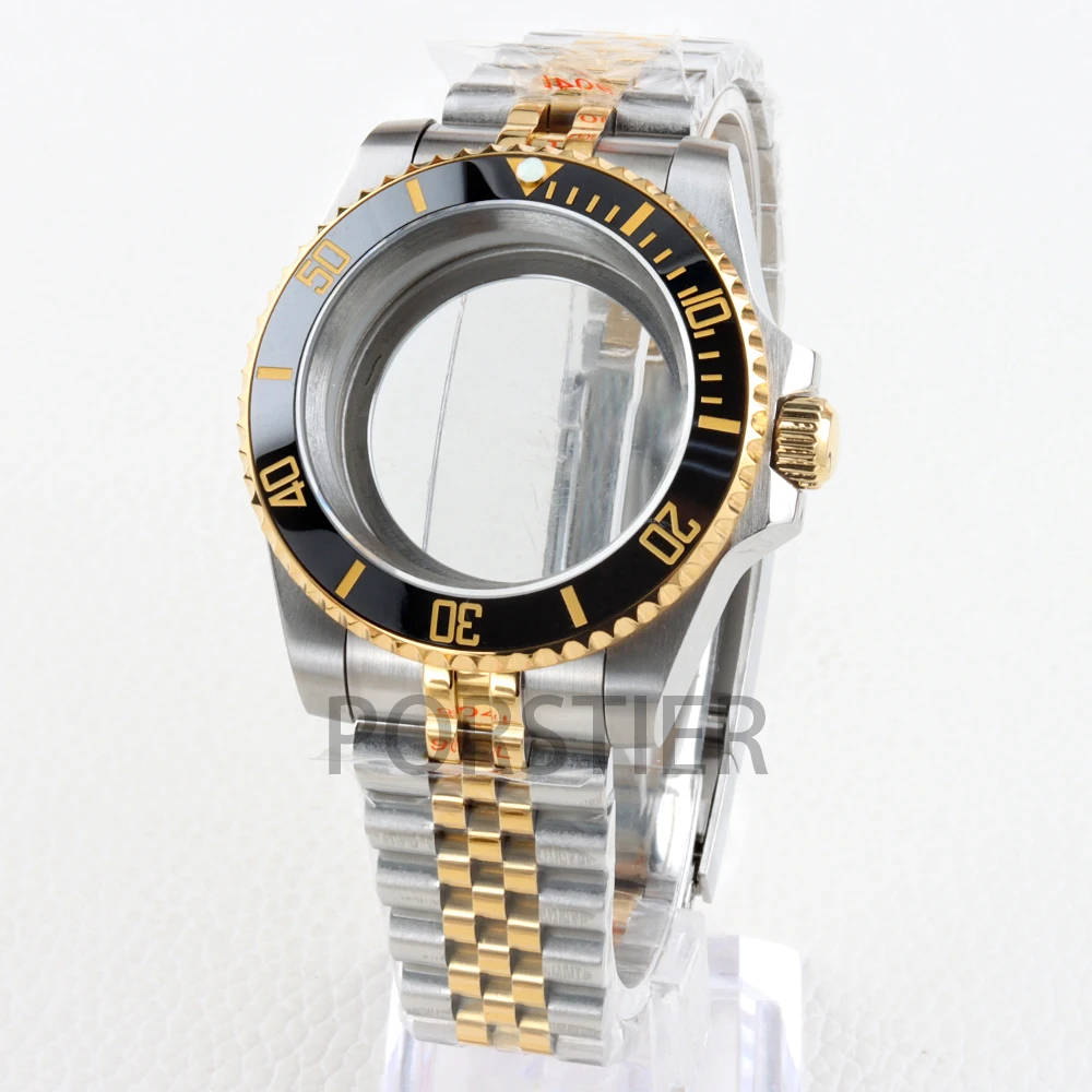 40 مللي متر NH35 حالة الياقوت الزجاج ل Seiko NH34 NH35 NH36 NH38 حركة الفرعية GMT يخت ماستر الفولاذ المقاوم للصدأ المحار/حزام اليوبيل