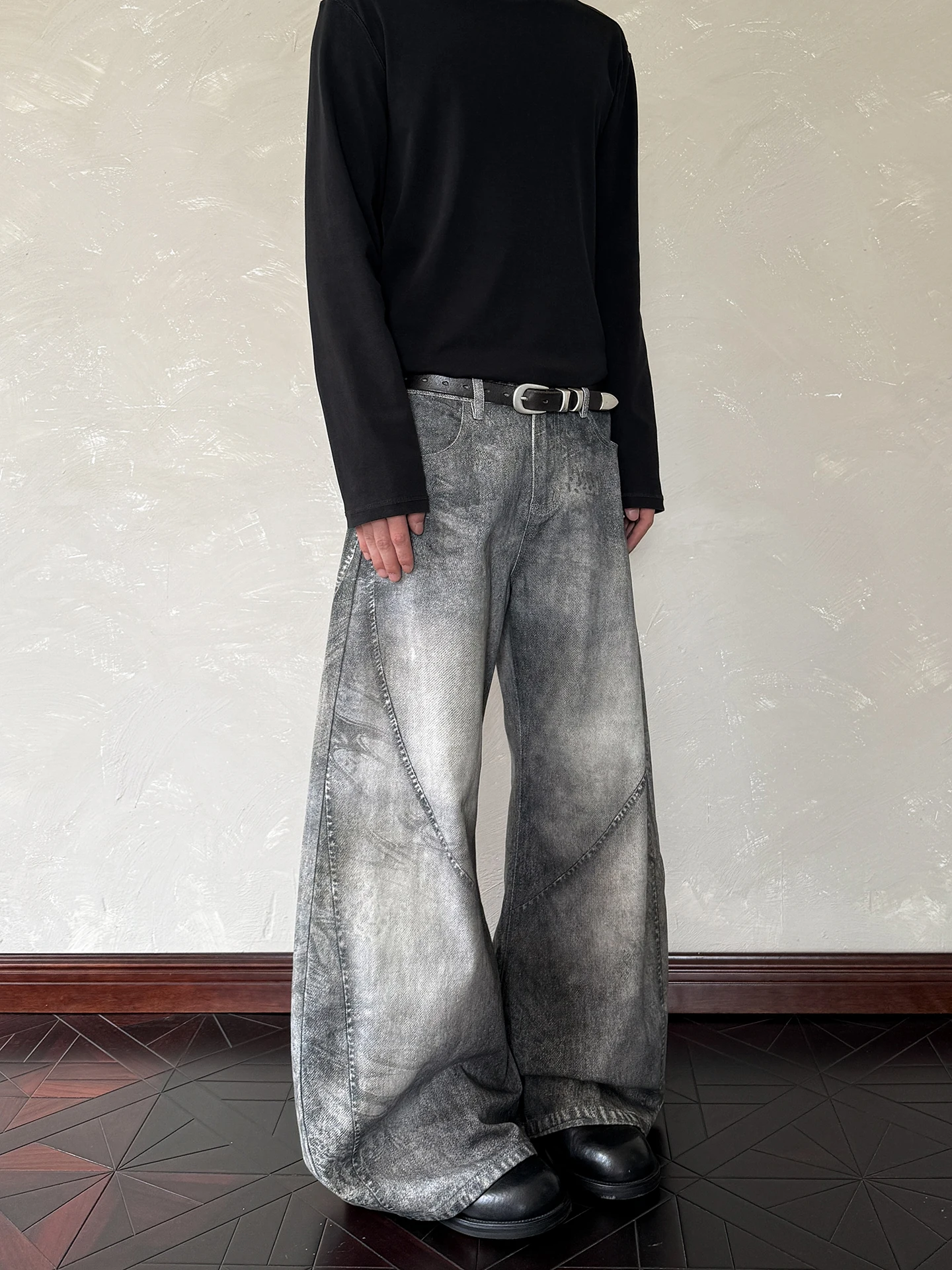 

Джинсы-ножи PUEE в американском стиле ретро с 3D принтом, мужские джинсы чистого кроя, прямые расклешенные брюки, женские молодежные модные брюки