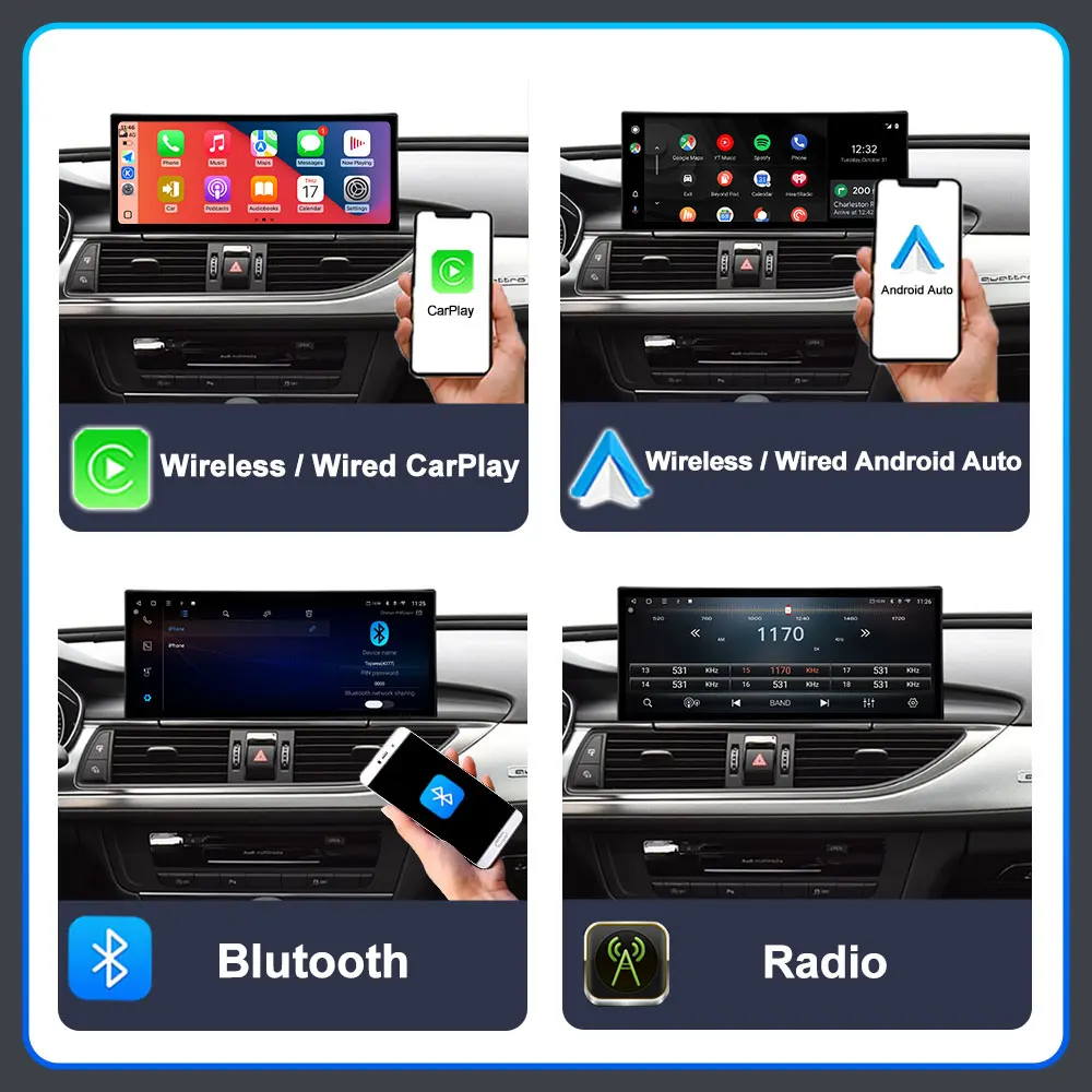 10,33 "/12,3" Android14 Carplay Für Audi A6 A6L A7 C7 2012-2018 Auto Multimedia-Player kopf Einheit GPS Navigation Rechtslenker