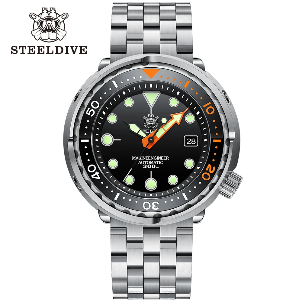 Steeldive SD1975C Limited Supply 47.5mm Two-tone Ceramic Bezel 300m Waterproof Stainless Steel NH35 Tuna Mens Dive Watch