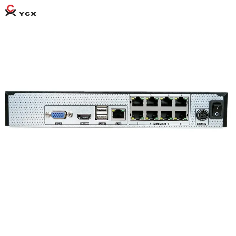 2020 حار YCX OEM TVT NVR 8 قنوات 5 ميجابيكسل H.265 POE NVR دعم P2P Mob APP Supperliveplus