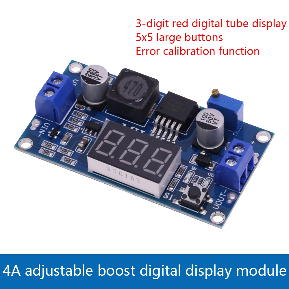 DC-DC 4A XL6009 Digital Boost Step Up Power Supply Module Adjustable 4.5-32V to 5-35V Boost Voltage Regulator With LED Voltmeter