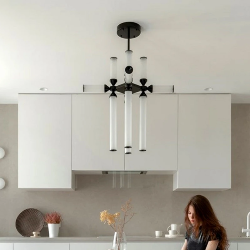 

Nordic Glass Tube Chandelier For Living Room Italian Study Lamp Restaurant Cafe Simple Minimalist Bedroom Chandeliers Lamp