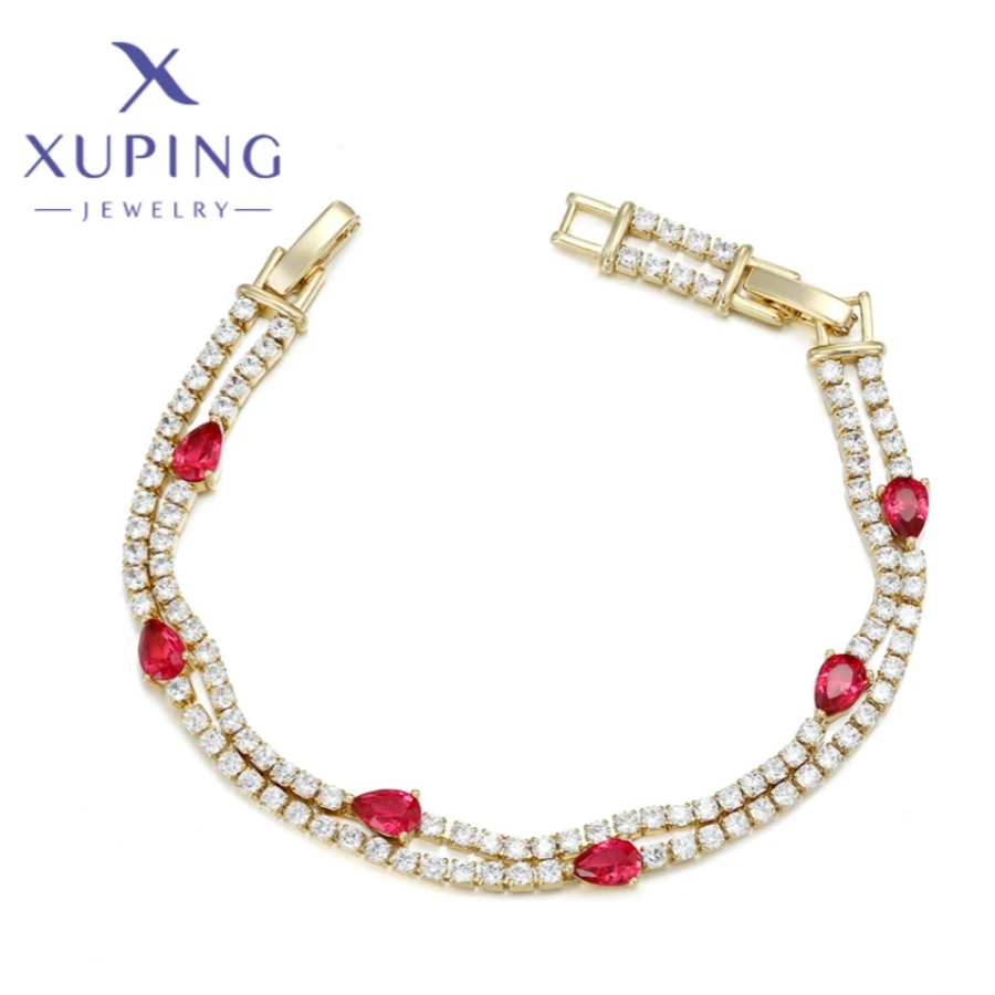 Xuping Jewelry Hot Trendy Exquisite Zircon Gemstone Women's Bracelets Light Gold Color Birthday Christmas Gifts X000925430