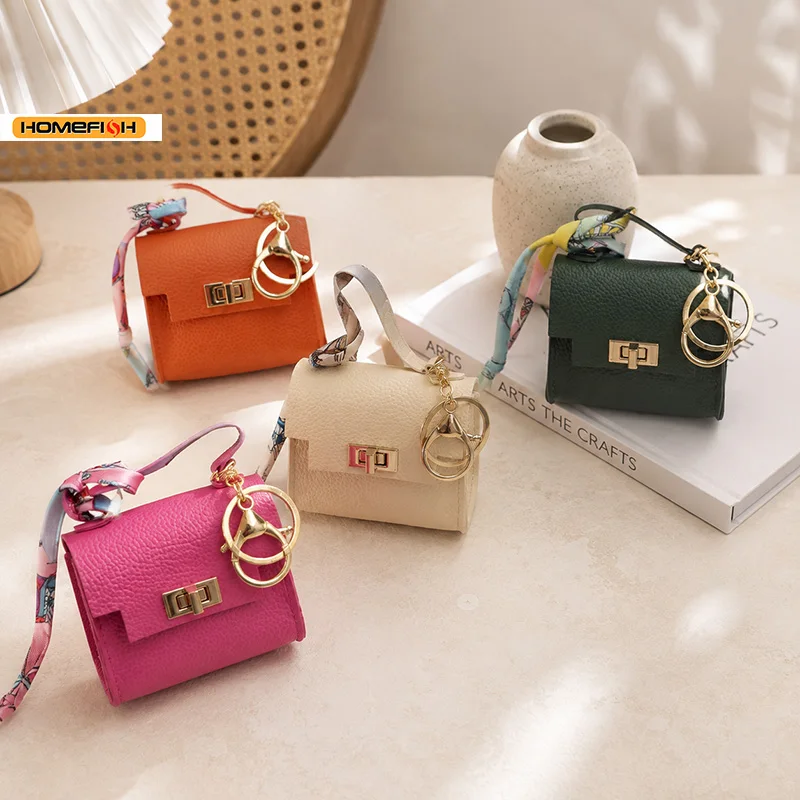 HOMEFISH Mini Bolso Cuadrado de Cuero, Colgante de Lujo, Lindo Llavero, Monedero Creativo, Accesorios de Moda para Decoración de Bolsos