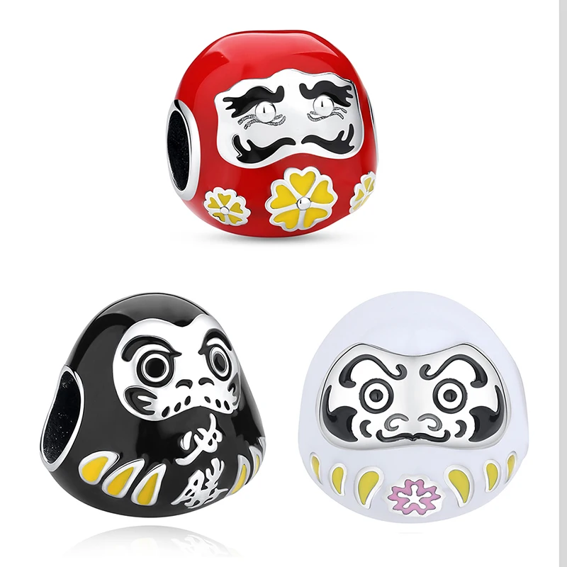 Original Silver Plated Charms For Women Daruma Doll Love Travel Pendant Beads Fit Pandora Bracelets Necklaces Women DIY Jewelry