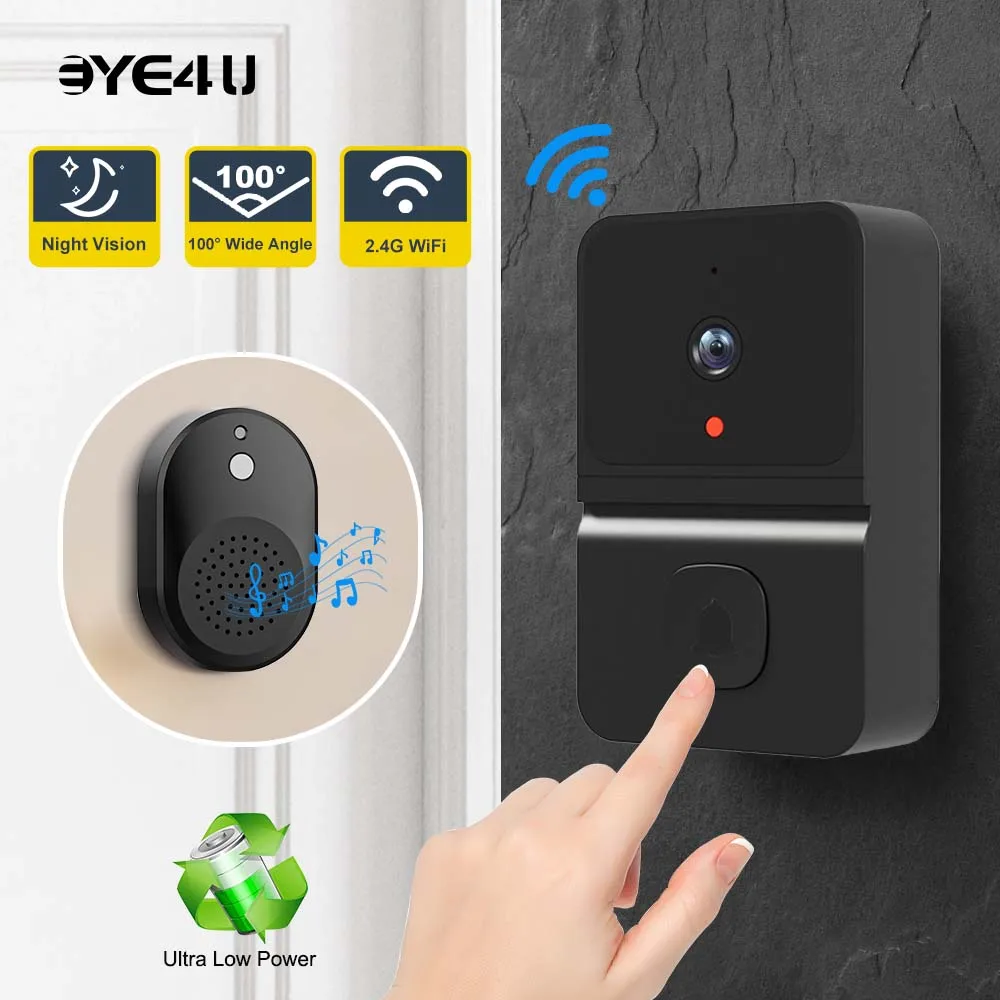 Smart Wireless Video Doorbell WiFi Two-way Intercom System IR Night Vision HD Security Door Bell Camera Monitor Door For Phone