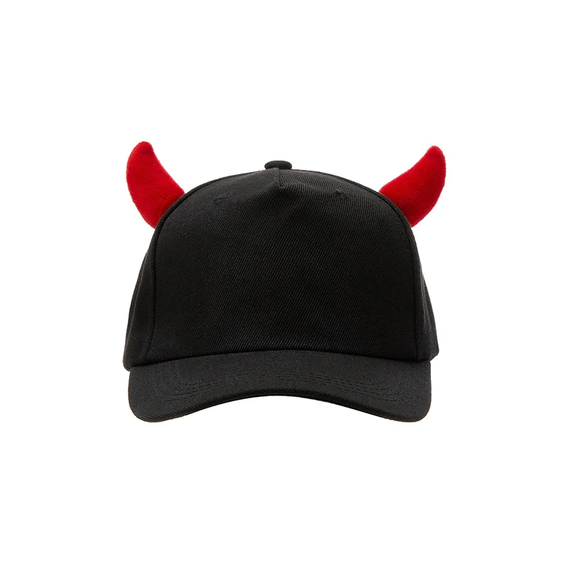 Women Men Baseball Cap Contrast Color Devil Horn Hat Adjustable Hat Black for Casual Daily Kids Accessories Hats