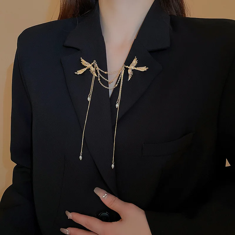 火のフェニックスブローチピン繊細なロングフリンジブローチ女性男性動物鳥コサージュ服バッグパーティーアクセサリー