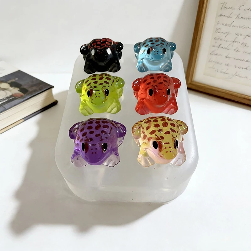 Cute Little Frog Epoxy Mold Silicone 6-Piece Little Frog Handmade Toad Resin Liquid Mold