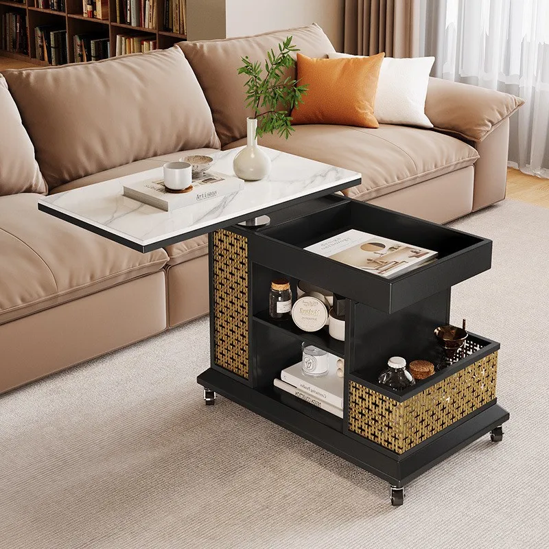 Movable coffee table bus trolley simple modern household small apartment living room sofa lifting side cabinet multi-function
