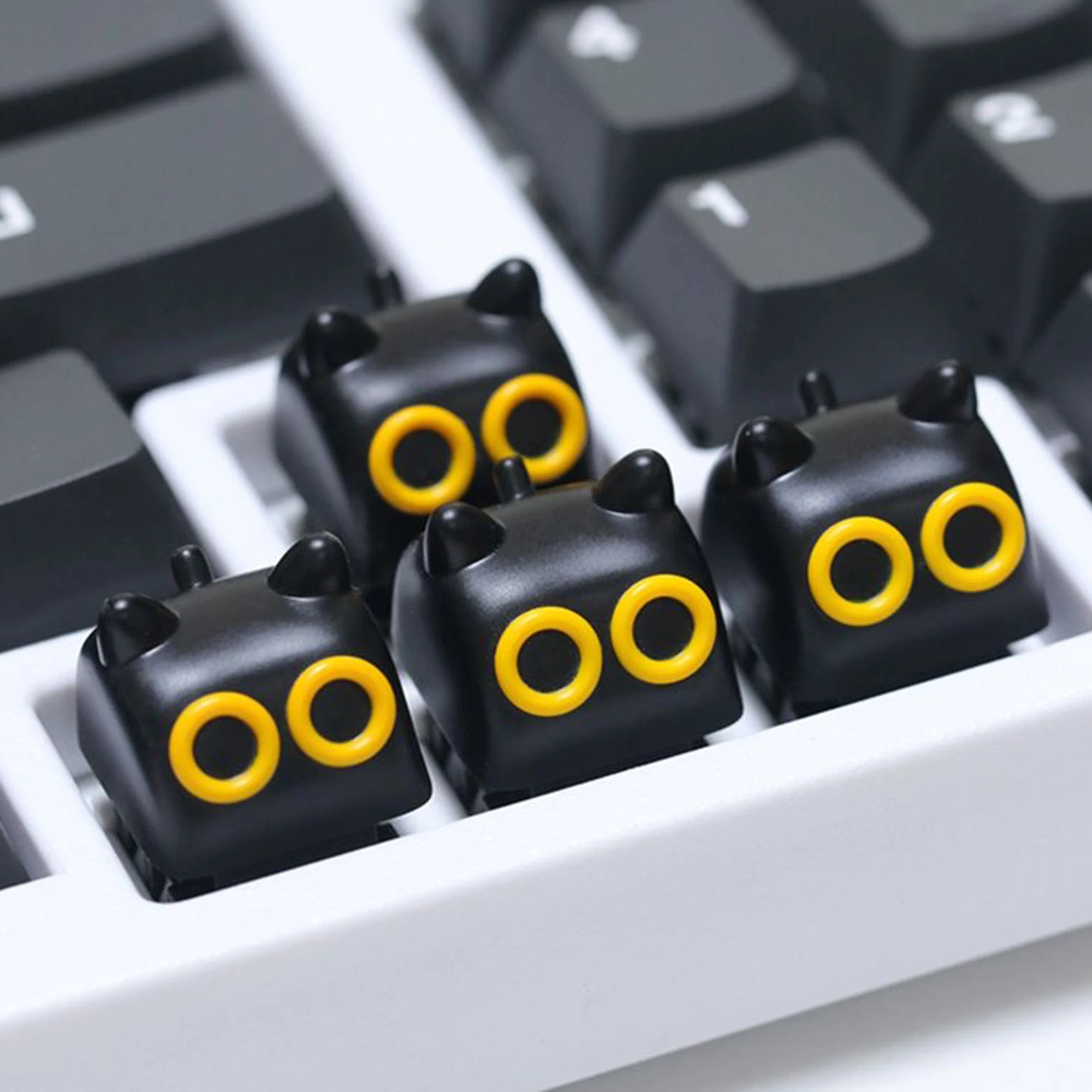 1pcs Cute Cat Cartoon Black White Gray Purple Resin Personalized Custom Keycaps for MX Gaming Mechanical keyboard