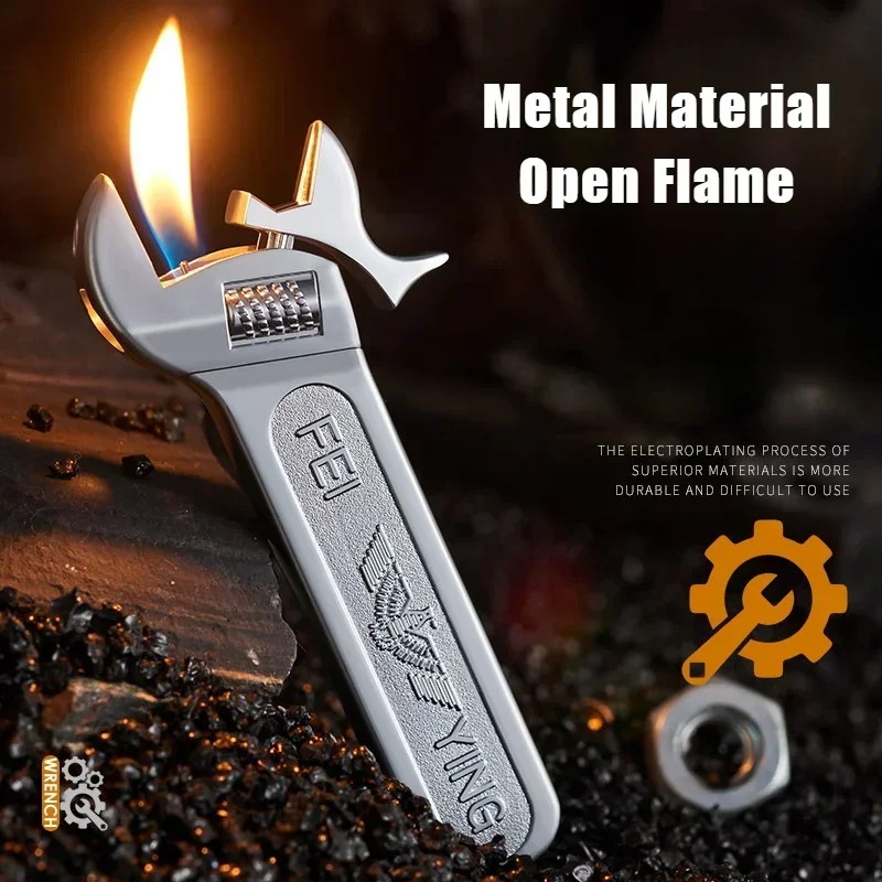 New Cigar Ignifier Wrench Lighter Butane Inflatable Open Flame Durable Metal Windproof Cigarette Lighters & Smoking Accessories