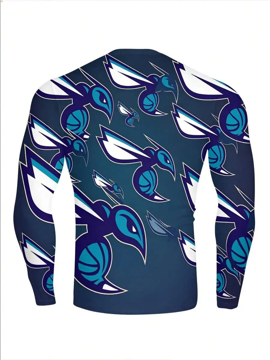 

3D Printed Inspired Mens Crew Neck Long Sleeve Compression Shirt