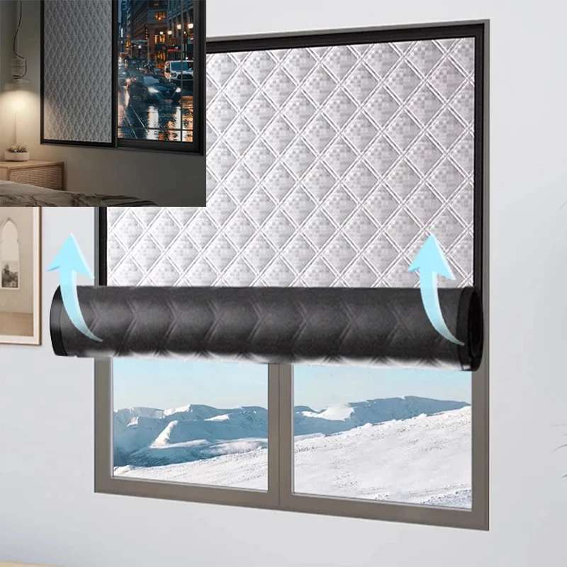 

No Drill Magic Tape Blackout Curtains Extra Thick Noise Reducing Thermal Insulated for Street Facing Windows Privacy Protection