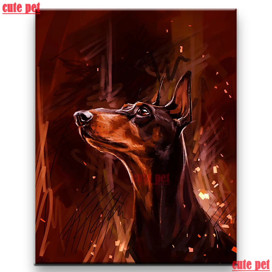 

Милая Вышивка pet5D живопись с изображением собак Art Head Doberman Pinscher Diy алмазная живопись вышивка крестиком Алмазная мозаика Искусство Декор пазл