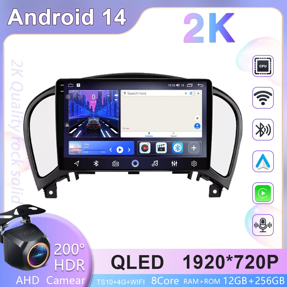 

2K Car Radio For Nissan Juke YF15 2010 - 2014 Carplay 4G Multimedia Video Player GPS Autoradio AI Voice 2 Din Android 14 Auto BT