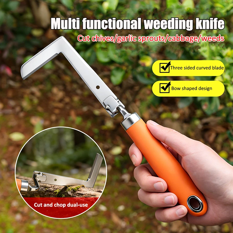 Multifunctional Stainless Steel Three-blade Weeding Tool Manual Weeder Garden Grass Puller Remover Handheld Gardening Weeding