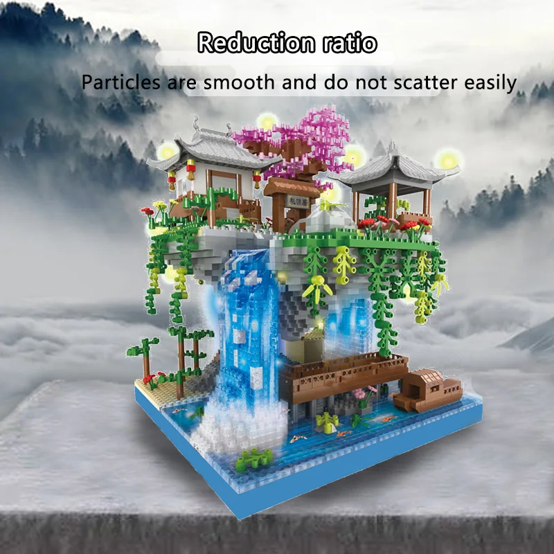 Taohuatan สถาปัตยกรรม Micro Particle Building Blocks ความยากสูงประกอบของเล่นของเล่นเด็กของขวัญวันเกิด