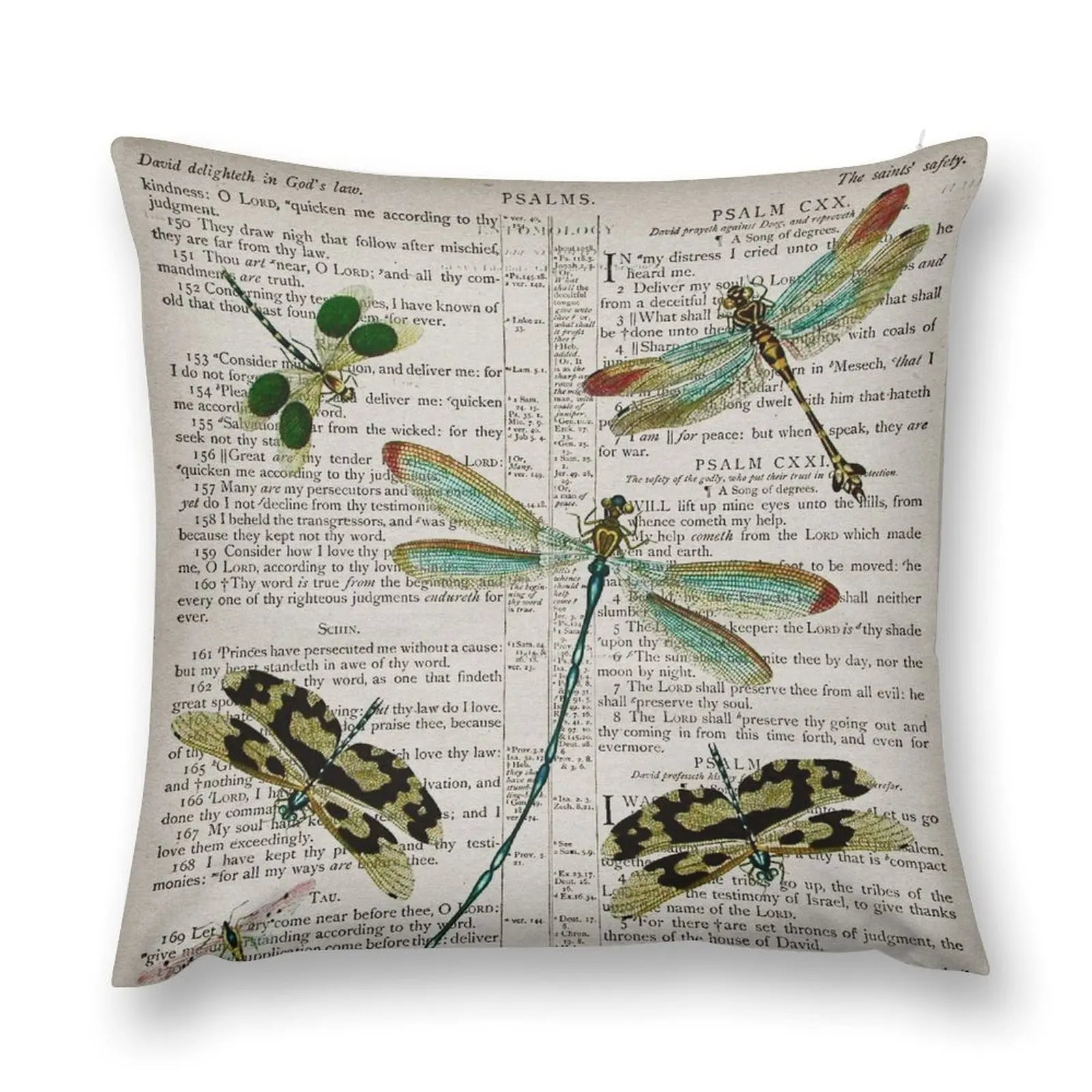 

Dragonflies on Psalms 121 Throw Pillow Luxury Pillow Case Pillowcase Cushion Throw Pillow pillowcase