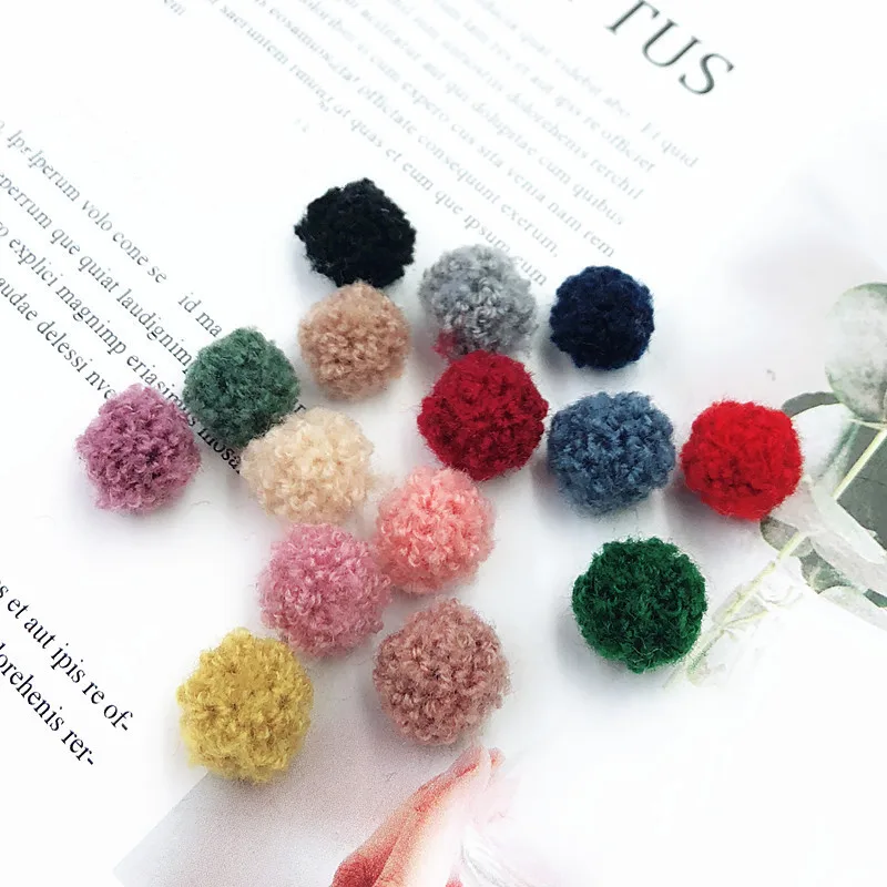 200Pcs 15mm Curly Pompon Plush Balls DIY Craft Earrings Pendant Hair Accessories Clothing Hat Wedding Decor Materials Pompoms