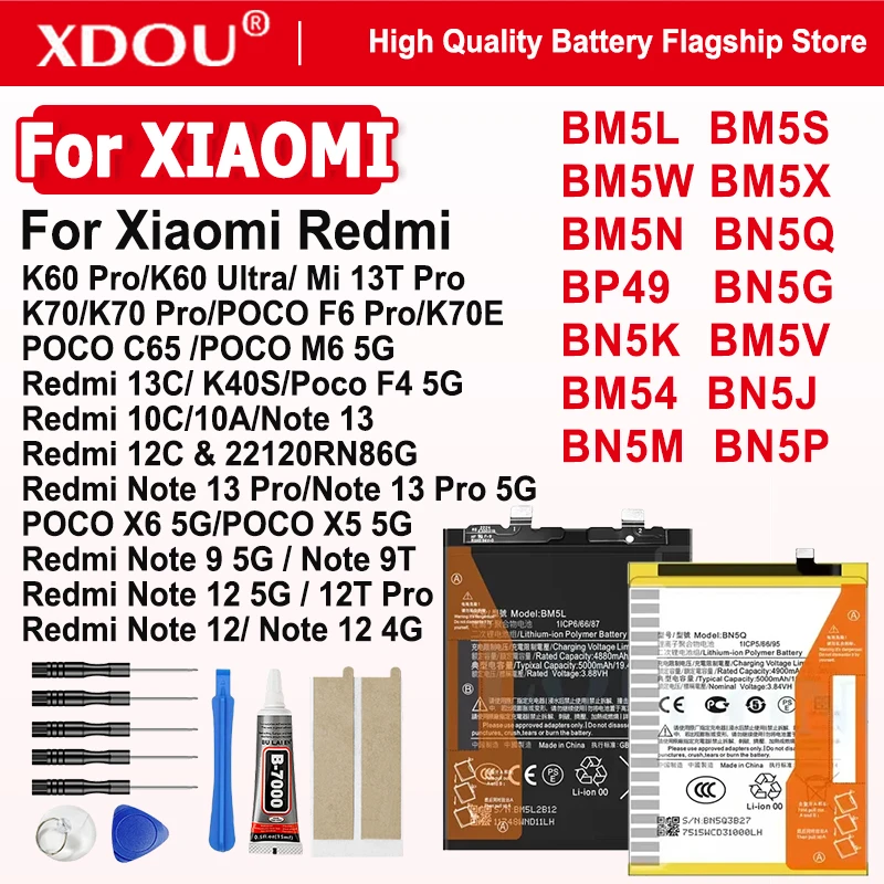Brand New BM5L BM5S BM5W BM5X BM5N BN5Q BP49 BN5G BN5K BM5V BM54 BN5J BN5M BN5P Battery For Xiaomi redmi +tools