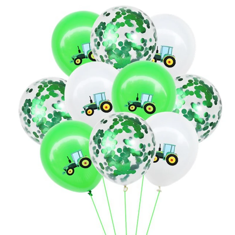 10/30Pcs Traktor Bagger Latex Ballons Für Bau Party Engineering Thema Geburtstag Dekorationen Konfetti Glitter Globos – Detail 4