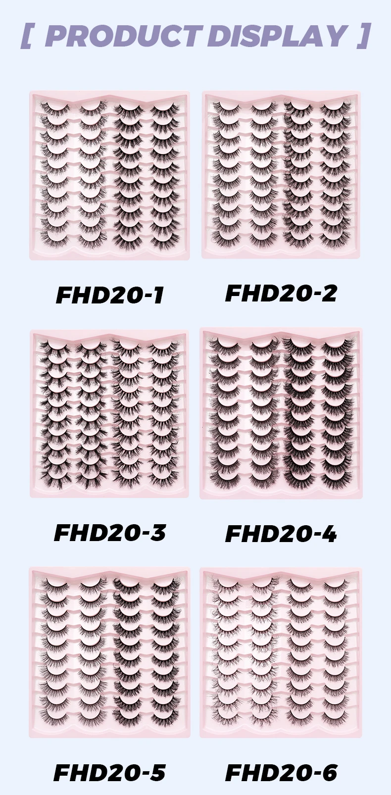 DINGSEN 20 Paar 3D-Wimpern aus Kunstnerz, dicke, wiederverwendbare Wimpern, flauschige Wimpern, Cosplay, Schönheits-Make-up, falsche Wimpern – Detail 7