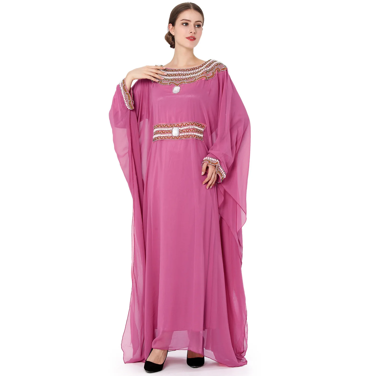 

New High-End Women's Chiffon Hui Muslim Skirt Long Sleeved Robe