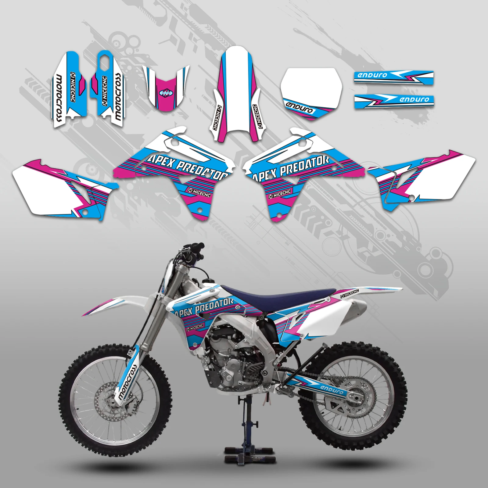NICECNC For SUZUKI RMZ 450 RM-Z 450 2007 Motocross Fairing Graphics Background Decals Sticker Kit Customize