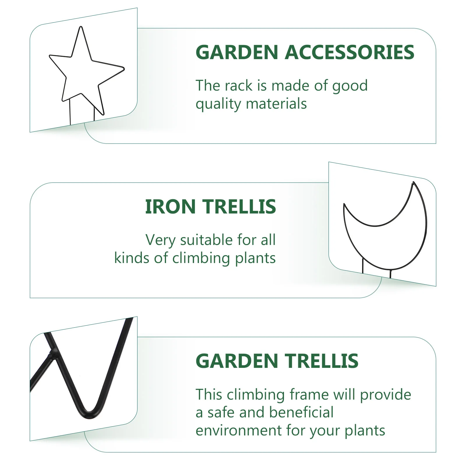 

2Pcs Moon Star Creative Climbing Plant Trellis Vine Support Stand for Garden Flower Vine Iron Trellis Plant Stem Holder