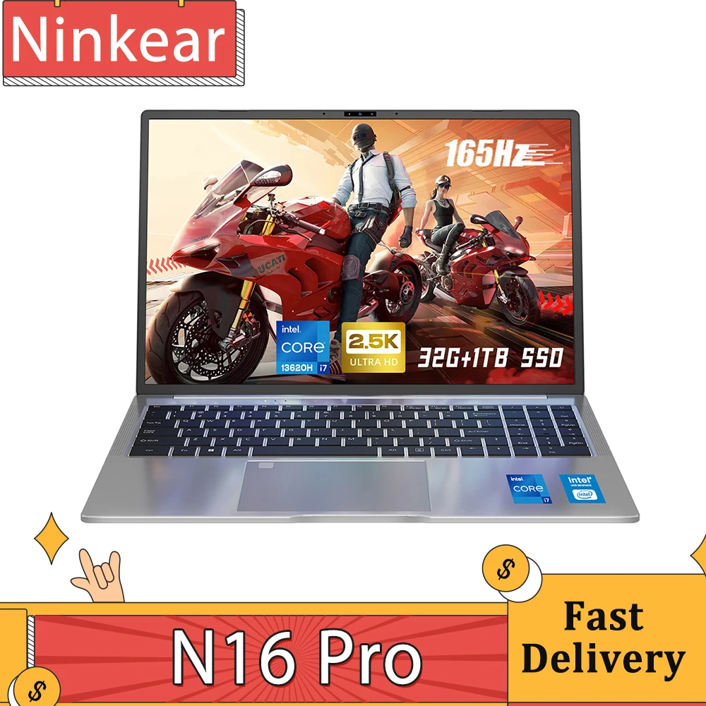 Ninkear n16 pro Laptop, 16 ''2560*1600 ips Bildschirm 165hz Bild wiederhol frequenz, Intel Core i7-13620H 10 Kerne max. 4,9 GHz, 32GB RAM 1TB SSD