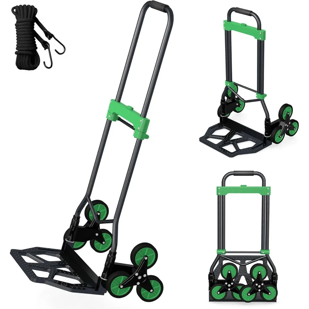 

US Shipping Heavy Duty 330LB Capacity Hand Truck Stair Climbing Wheels Retractable Handle Cart Dolly with Elastic Strap