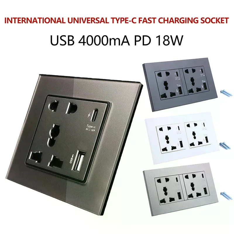 USB Outlet Type C Port Socket Power 4000MA Household Embedded Wall Modern Electrical Panel For Home Office